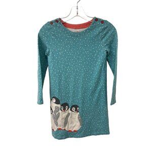 Mini Boden Penguin Applique Dress Long Sleeve Polka Dots Girl’s Size 9-10Y